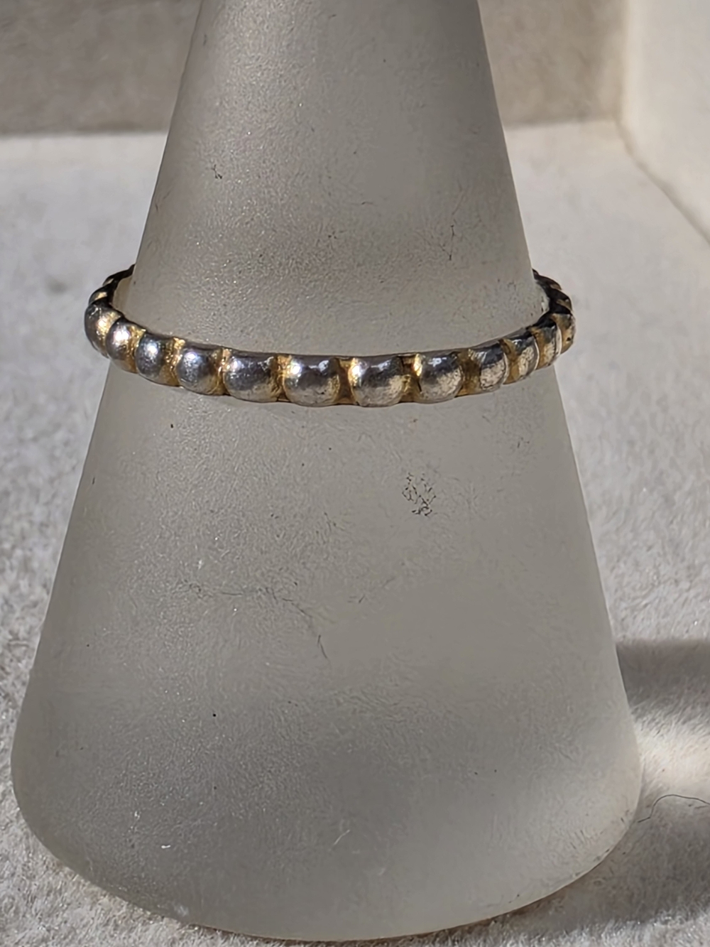 925 Sterling Silver Beaded Scallop Stacking Ring • Size 7 • 1.00g